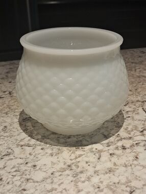 Vintage E.O. Brody White Milk Glass Planter Vase 1950s